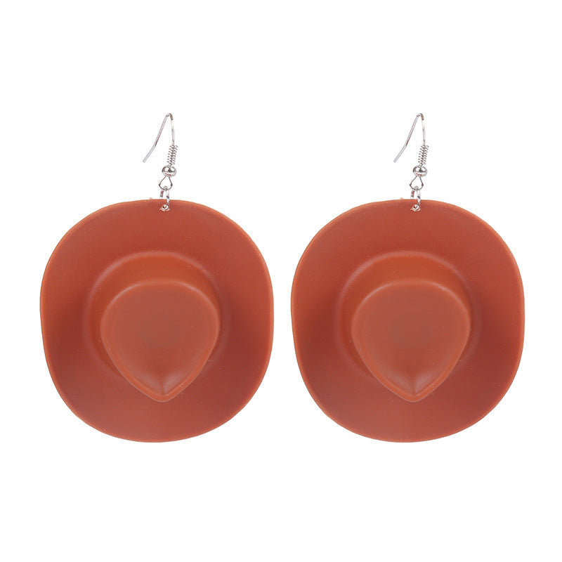Wholesale Western Cowboy Hat Resin Earrings