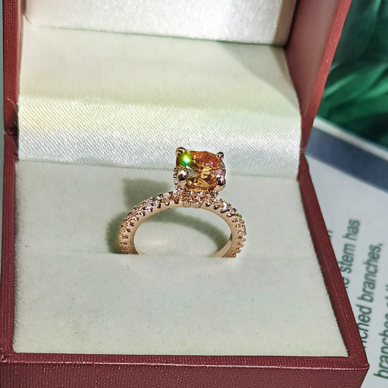 Wholesale Copper Plated Rose Gold Zircon Rings