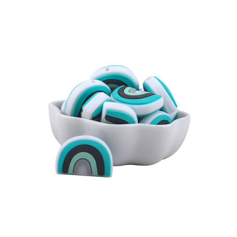 Wholesale 3PCS 2.5CM Rainbow Silicone Beads