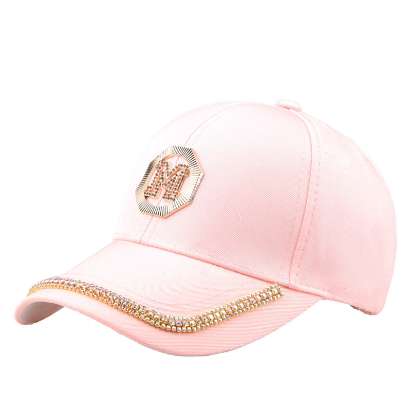 Wholesale Acrylic Diamond M Standard Visor Baseball Cap