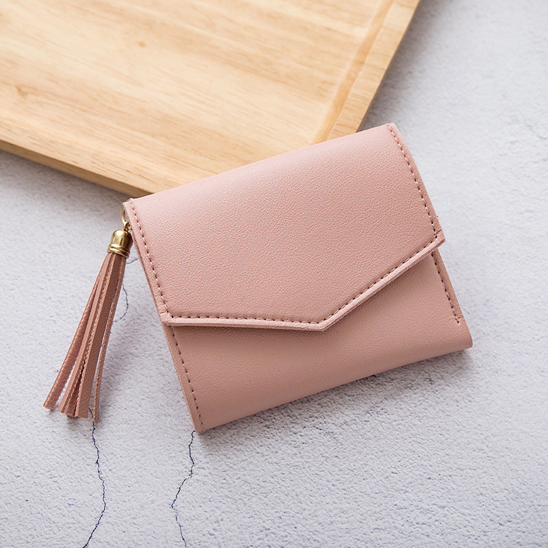 Wholesale Short Tassel Trifold Wallet PU Wallet