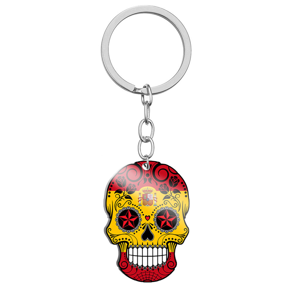 Wholesale Flag Skull Stainless Steel Keychain