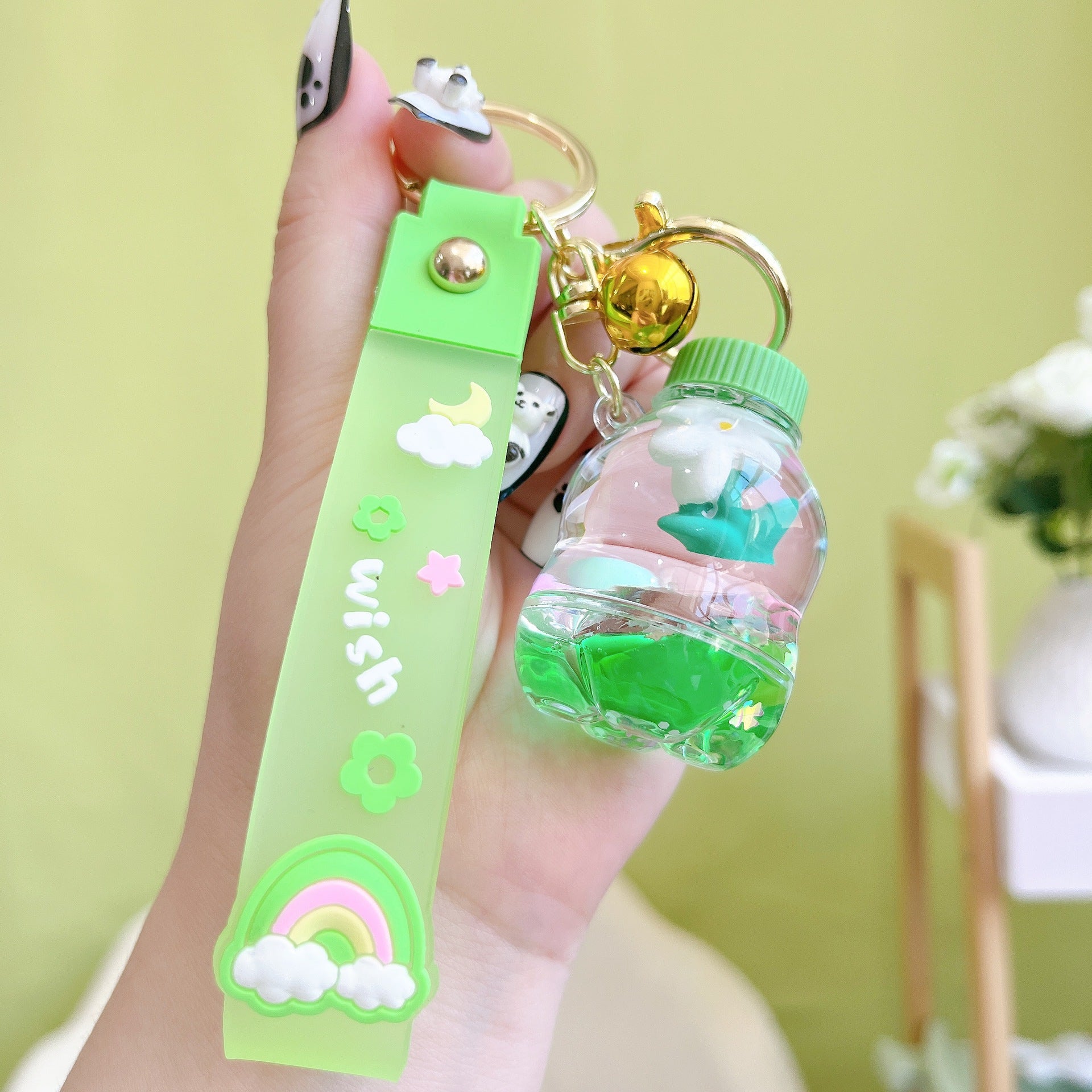 Wholesale Oil Flower Drift Bottle Acrylic Key Chain