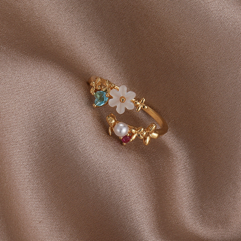 Wholesale Copper Shell Flower Open Ring