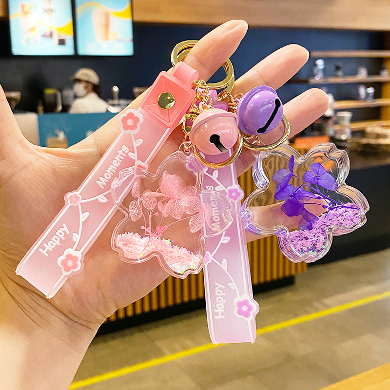 Wholesale Cherry Blossom Oil Drifting Bottle Acrylic Keychains