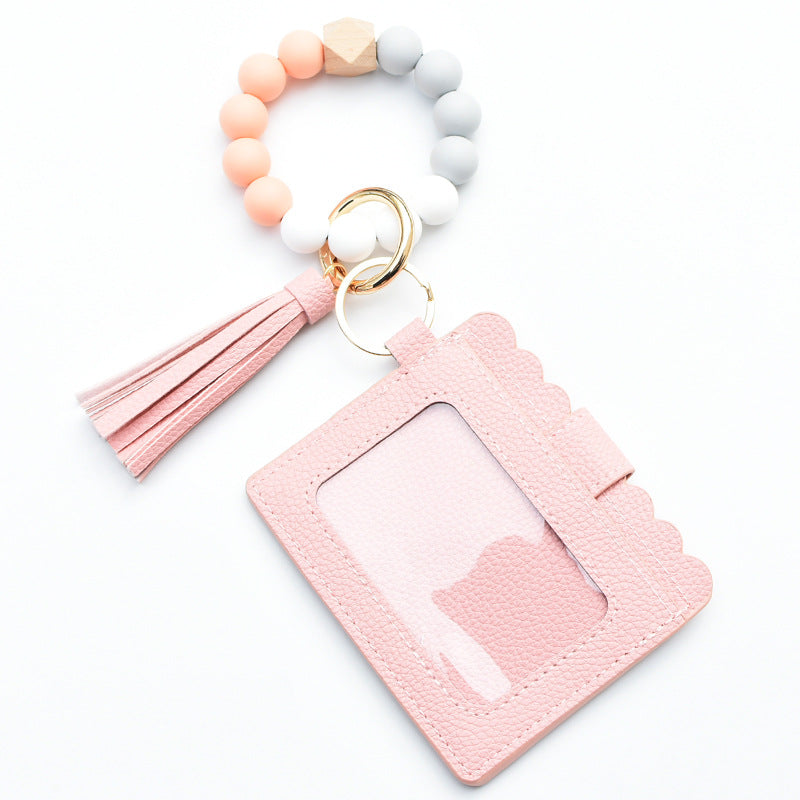 Wholesale Genuine Leather Leopard Pattern Cow Pattern Card Bag Wrist Keychain