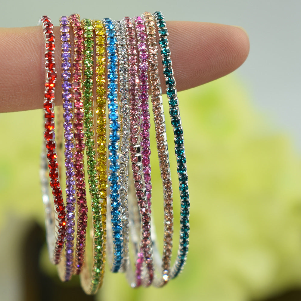 Wholesale 10Pcs/Pack Color Zircon Rhinestone Bracelet