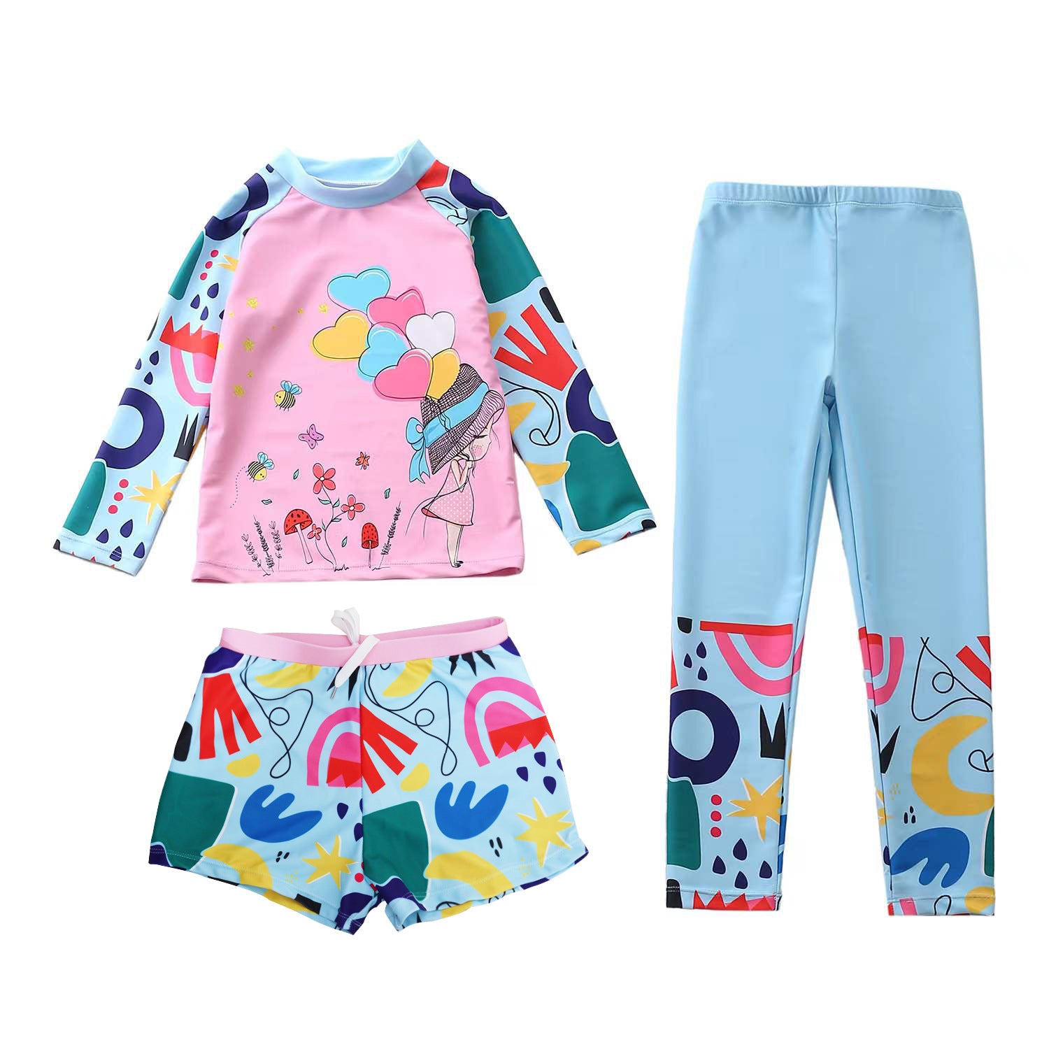Wholesale Child Conservative Two-Piece Polyester Swimwear