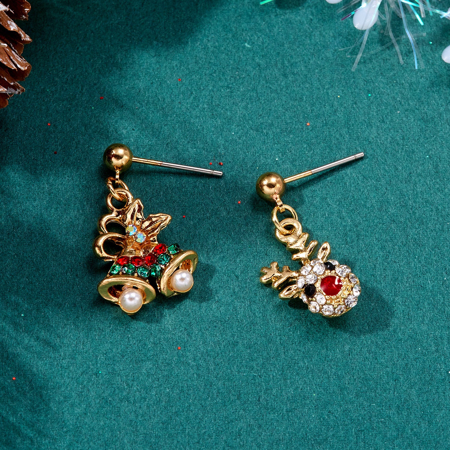 Wholesale of New Christmas Tree Asymmetric Alloy Earrings