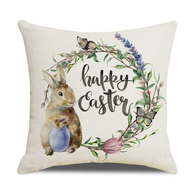 Wholesale Polyester Cartoon Easter Bunny Series Throw Pillowcase