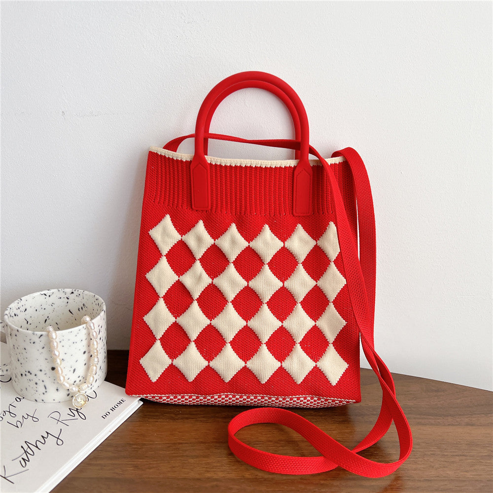 Bolsas de punto de punto bicolor de poliéster al por mayor