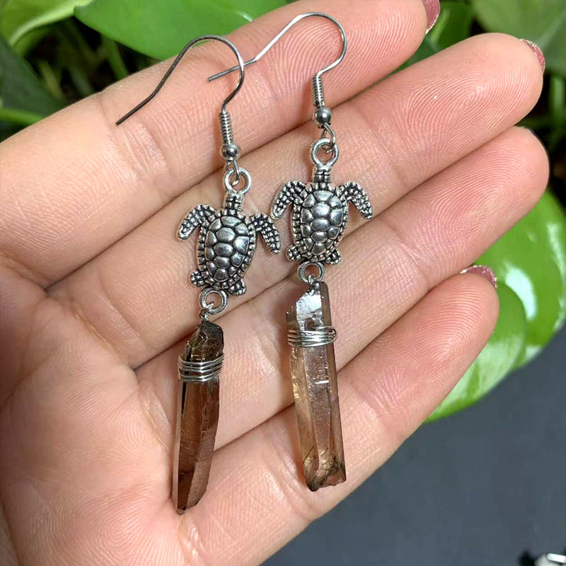 Wholesale Sea Turtle Natural Crystal Alloy Earrings
