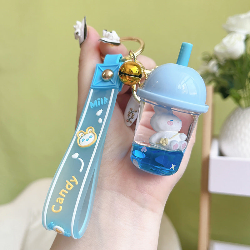 Wholesale Acrylic Into The Oil Bunny Milk Tea Cup Creative Key Chain