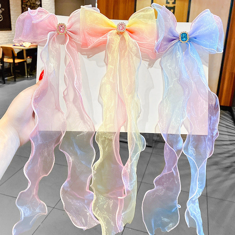 Wholesale Mesh Children Ribbon Bow Hair Clip