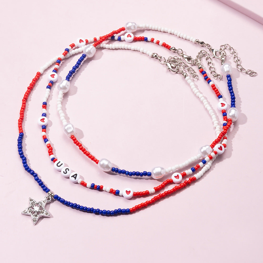 Wholesale Independence Day Pentagram Plastic Necklaces