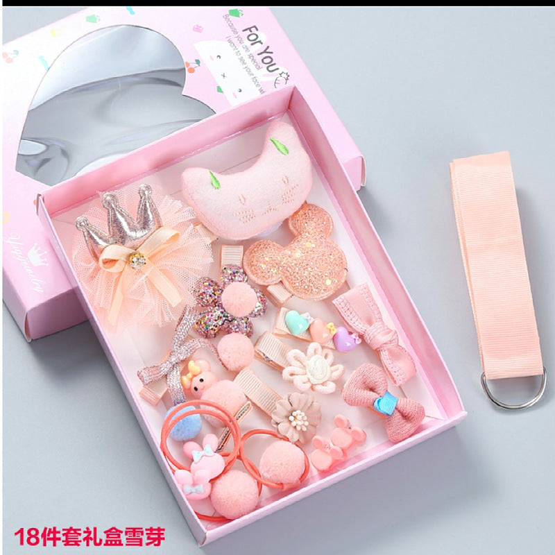 Wholesale 18-piece Set of Cute Fabric Hair Clips for Children