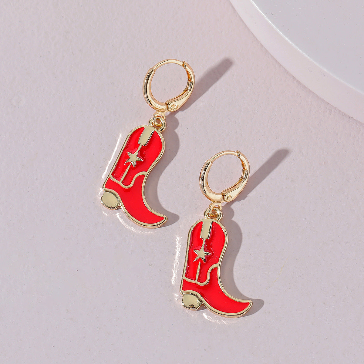 Wholesale Cute Western Cowgirl Enamel Boots Alloy Earrings