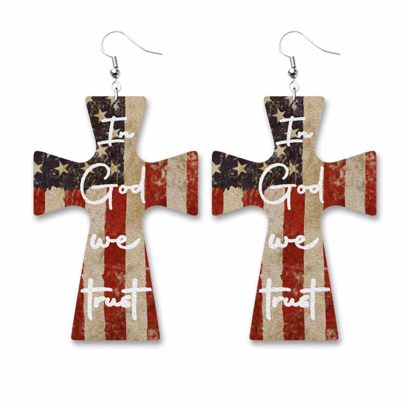 Wholesale 2 Pairs/Pack USA Independence Day Leather Earrings