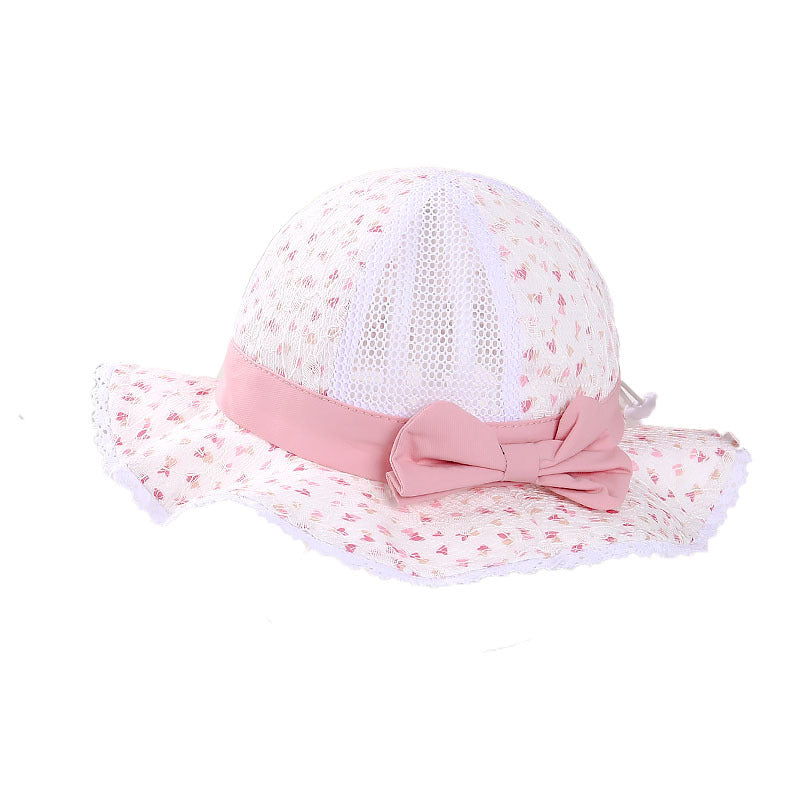 Wholesale Bowknot Lace Small Floral Mesh Kids Cotton Bucket Hat