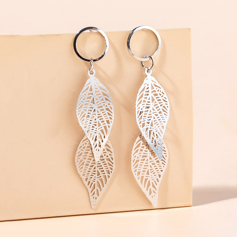 Wholesale Openwork Leaf Metal Earrings