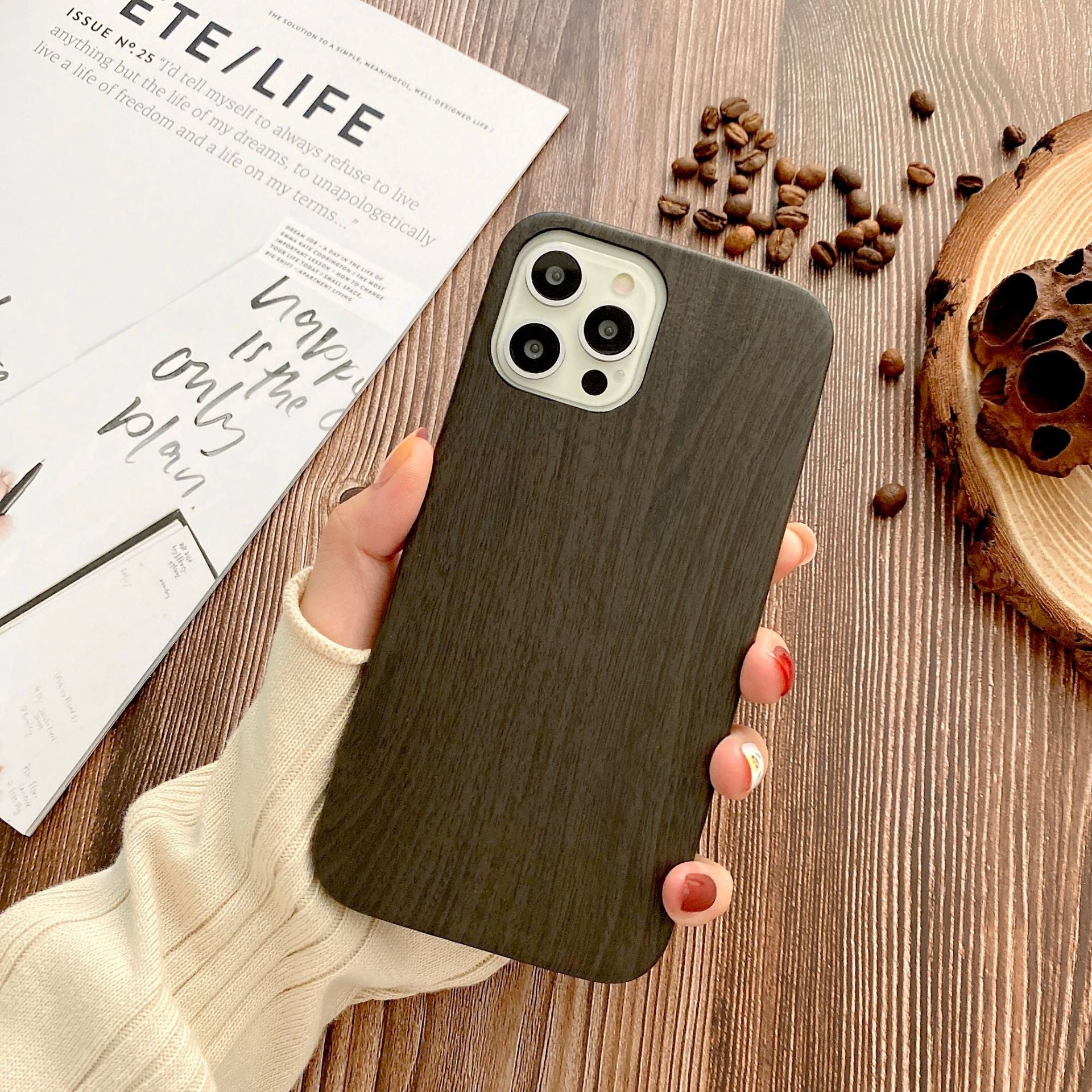 Wholesale wood grain case PU