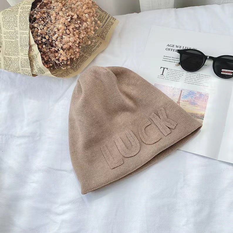 Wholesale LUCK Three-dimensional Letters Cotton Beanie