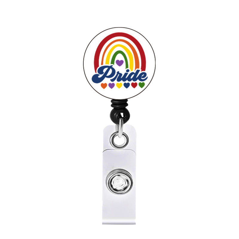 Wholesale Badge Reels Acrylic Rainbow Mental Health Retractable Keychain
