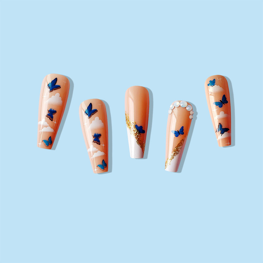 Venta al por mayor Fantasy Dream Butterfly Print Diamond Nail Stickers