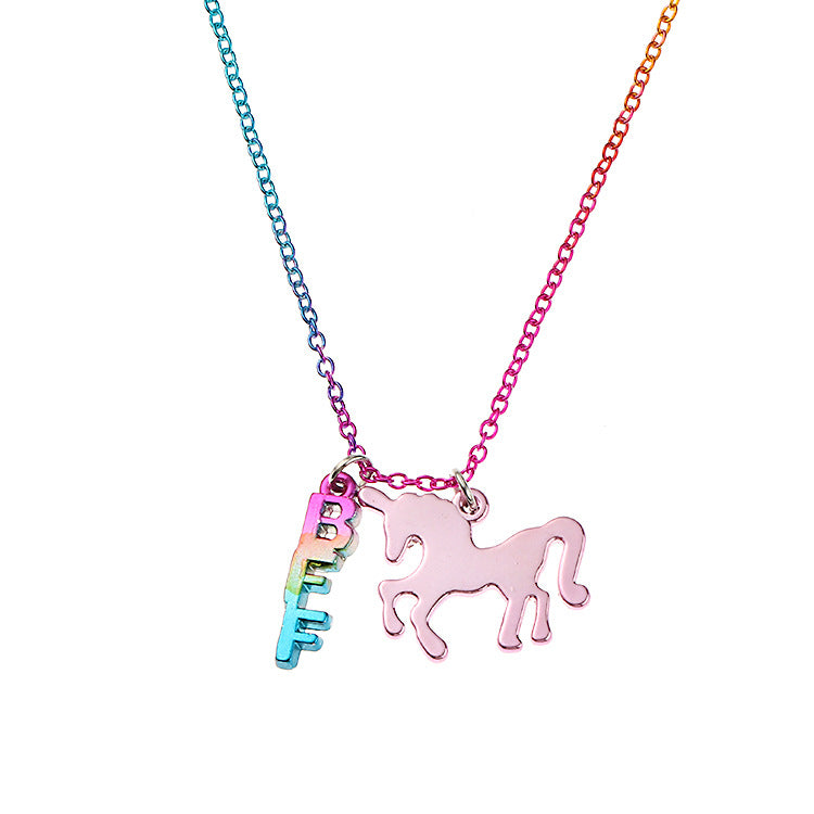 Wholesale Colorful Chain Spray Painted Unihead Alloy Necklaces Set