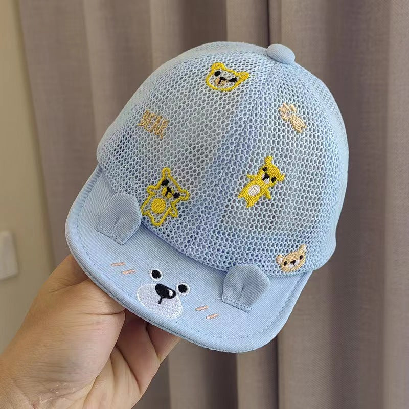 Wholesale Cotton Kids Animal Embroidery Thin Mesh Cap