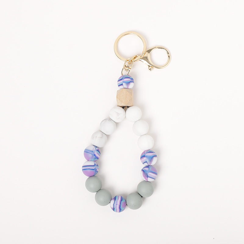 Wholesale Silicone Beaded Wrist Keychain