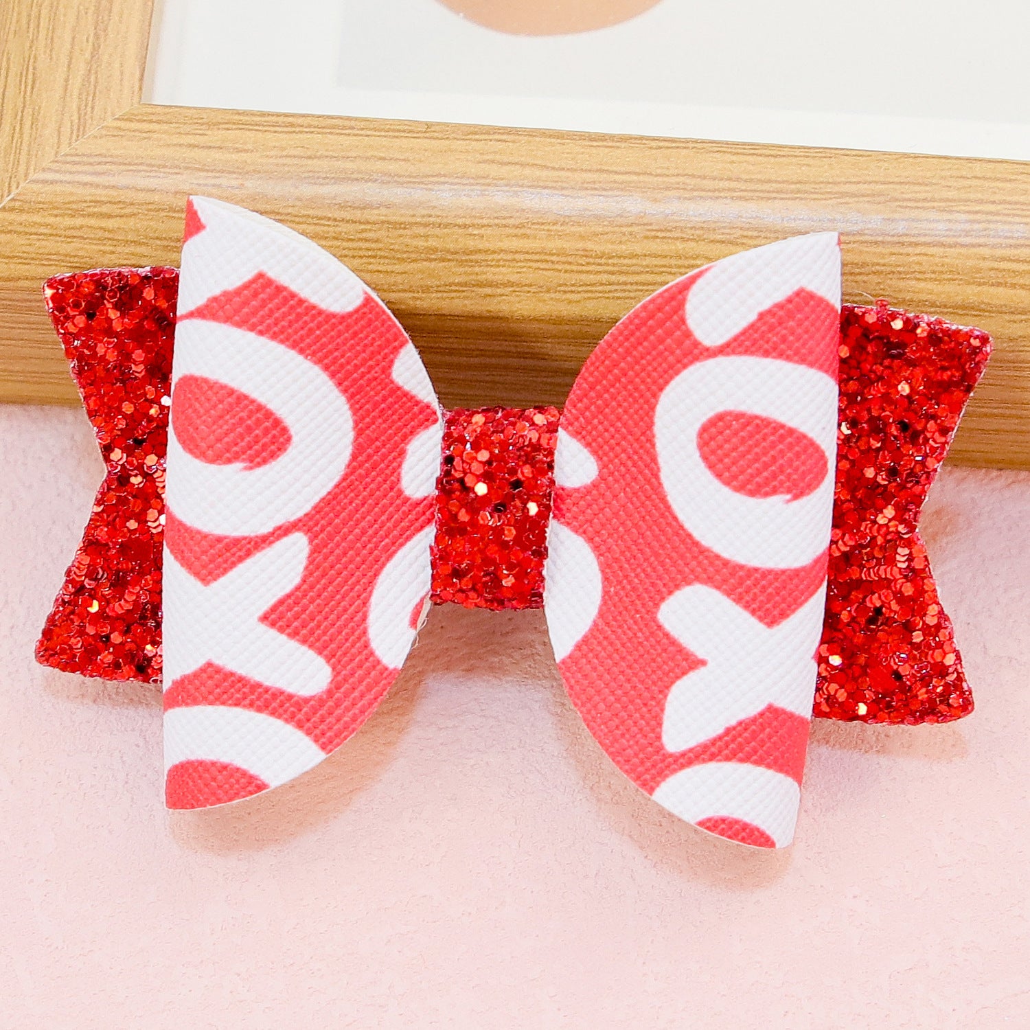 Wholesale Valentine's Day Love Letter Printing Pattern Bow Knots Fabric Hair Clip
