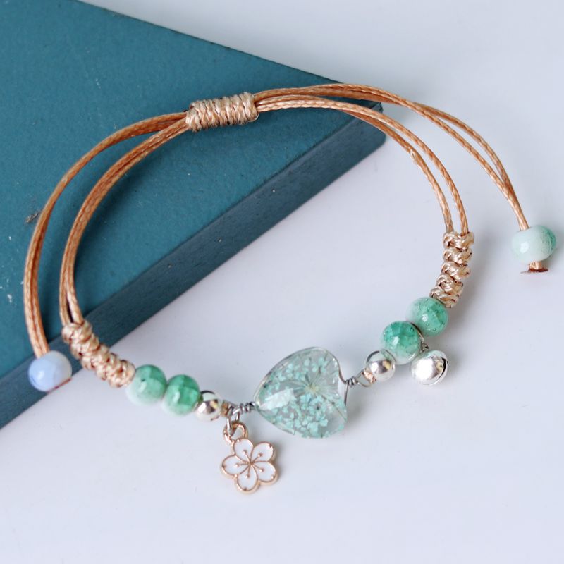 Flores secas al por mayor Love el corazón brazalete en forma de corazón