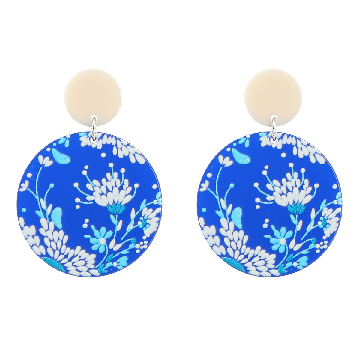 Venta al por mayor Pendientes redondos de aleación de placa de ácido acético