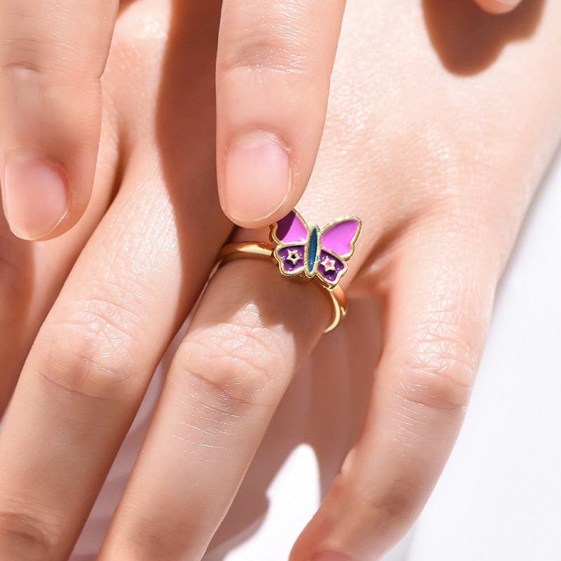 Wholesale Alloy Rotatable Daisy Flower Butterfly Ring