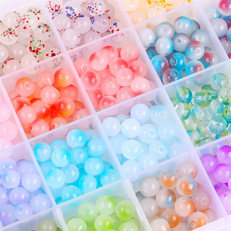 Wholesale 50PCS/Pack 8MM Jelly Color Glass Beads
