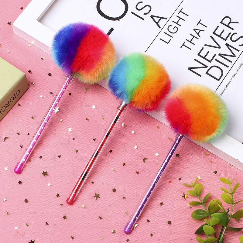 Wholesale Plastic Colored Fur Ball Pens