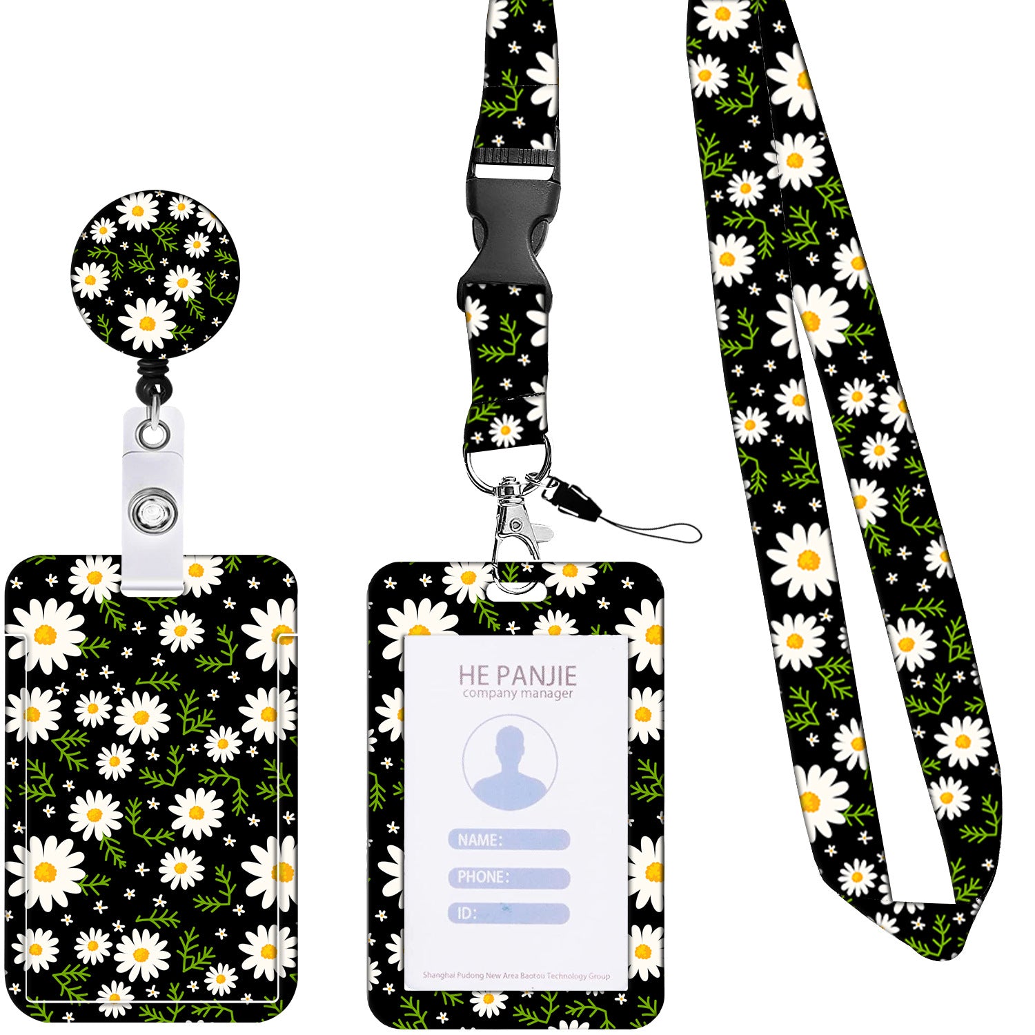 Wholesale Badge Reels Floral Cactus Leopard Starry Sky Butterfly Colorful Card Holder ABS Retractable Keychains