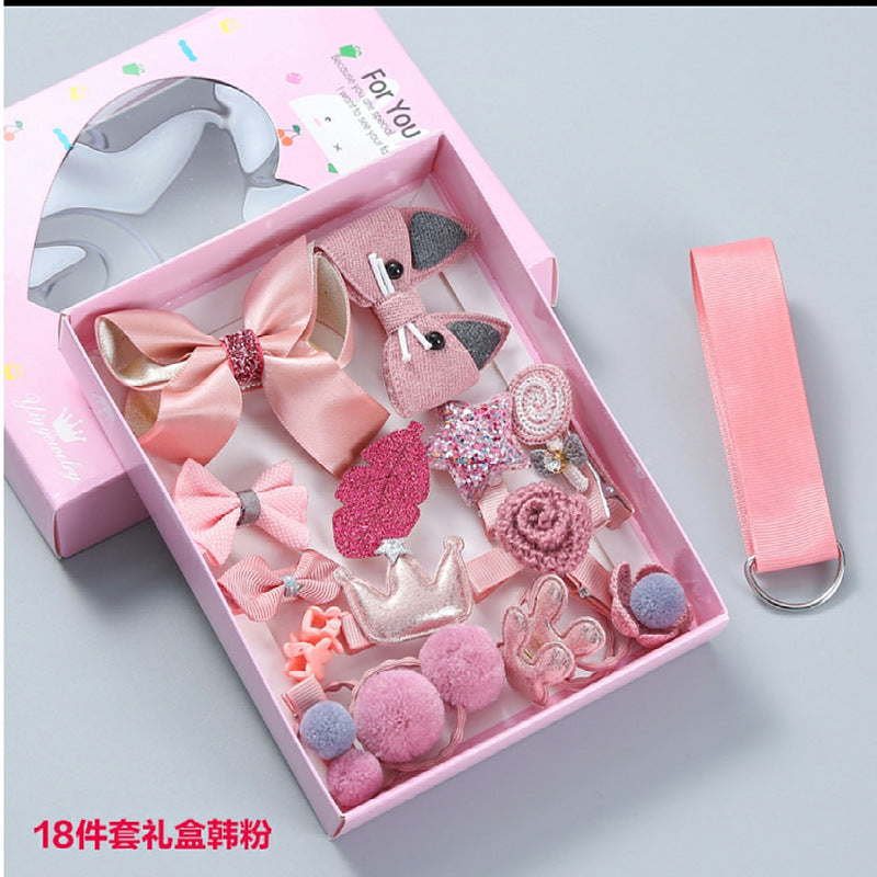 Wholesale 18-piece Set of Cute Fabric Hair Clips for Children