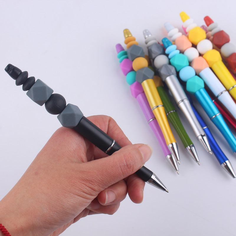 Wholesale Beadable Pens Handmade Colorful Silicone Beaded Ballpoint Pen