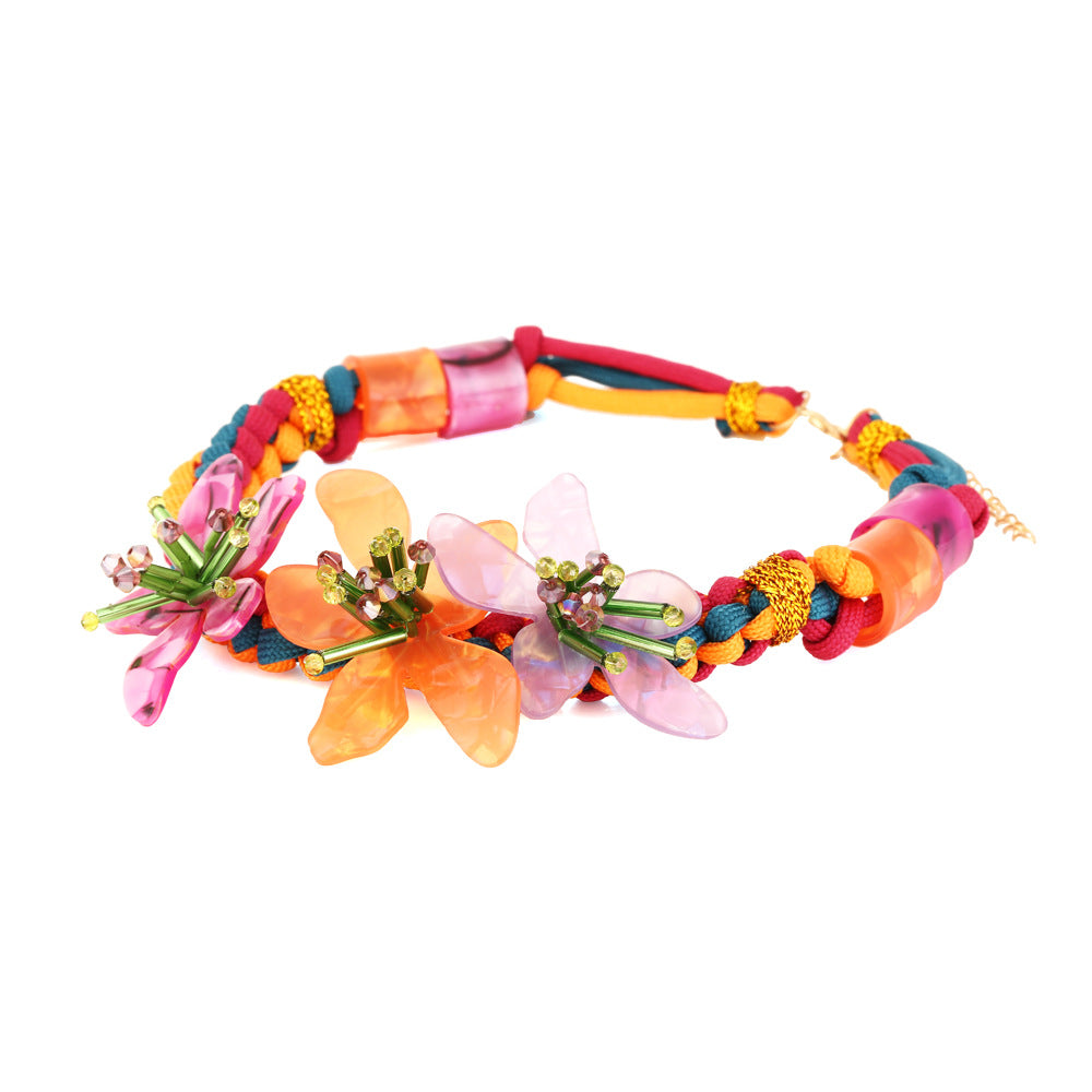 Wholesale Bohemian Beaded Acrylic Flower Necklace
