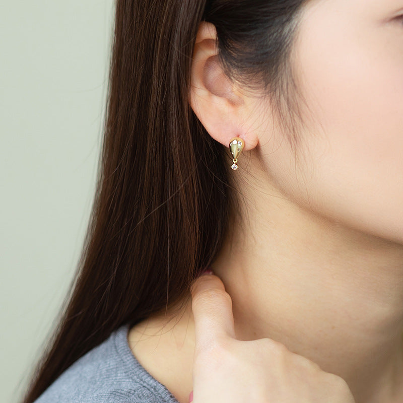 Pendientes de aleación de piedras preciosas sintéticas de oro de 14k al por mayor