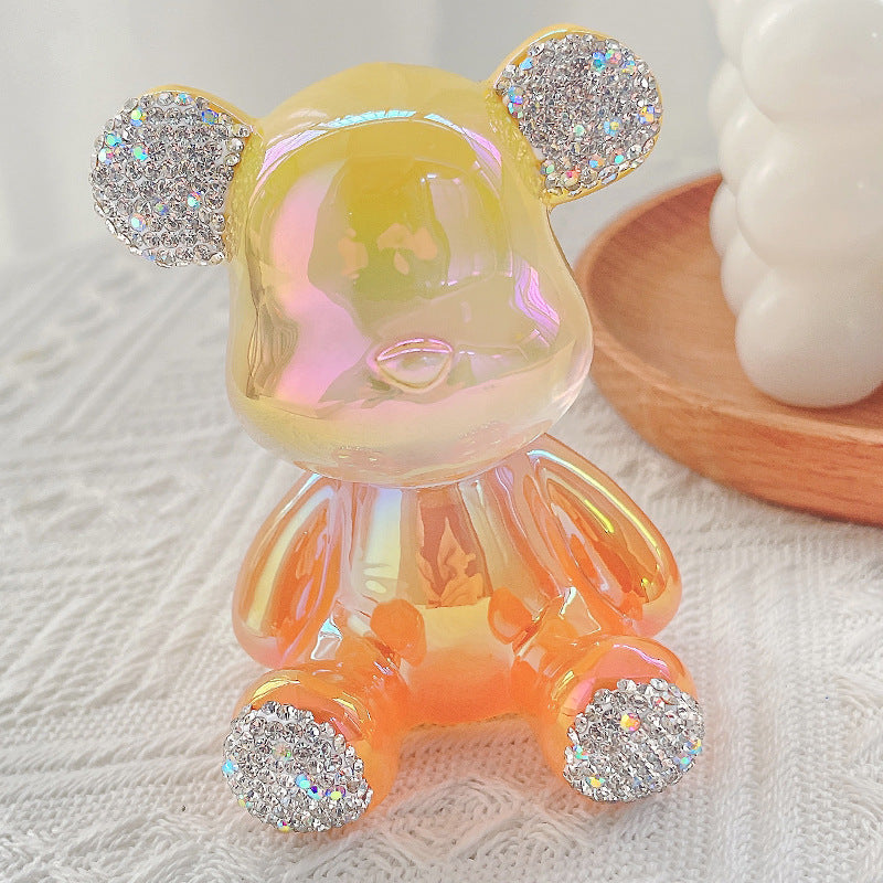 Wholesale Town Store Treasure Transparent Resin Colorful Diamond Set Little Bear Ornaments