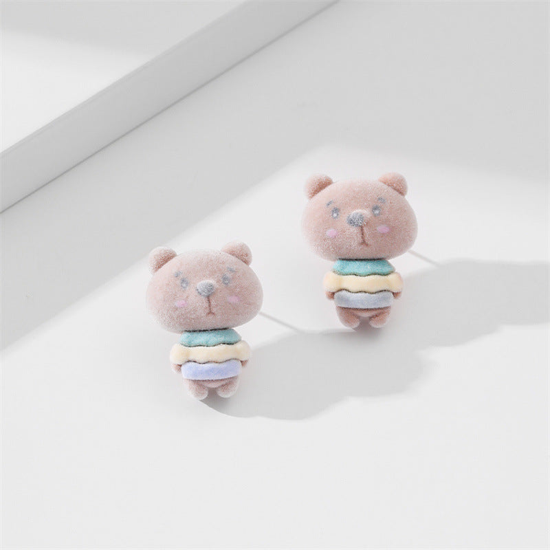 Wholesale Cute Animals Cartoon Flocking Earrings