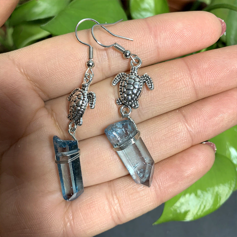 Wholesale Sea Turtle Natural Crystal Alloy Earrings