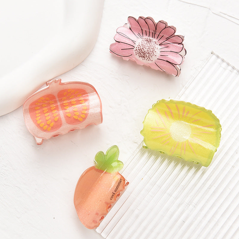 Wholesale 6pcs Acrylic Kids Fruit Rainbow Grab Clips