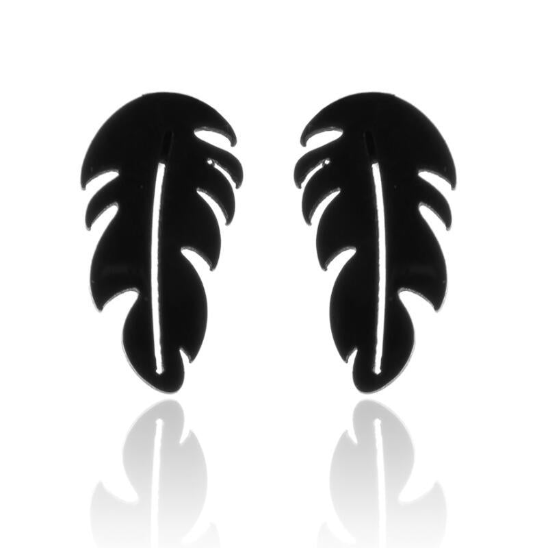 Wholesale Stainless Steel Feather Leaves Ear Studs