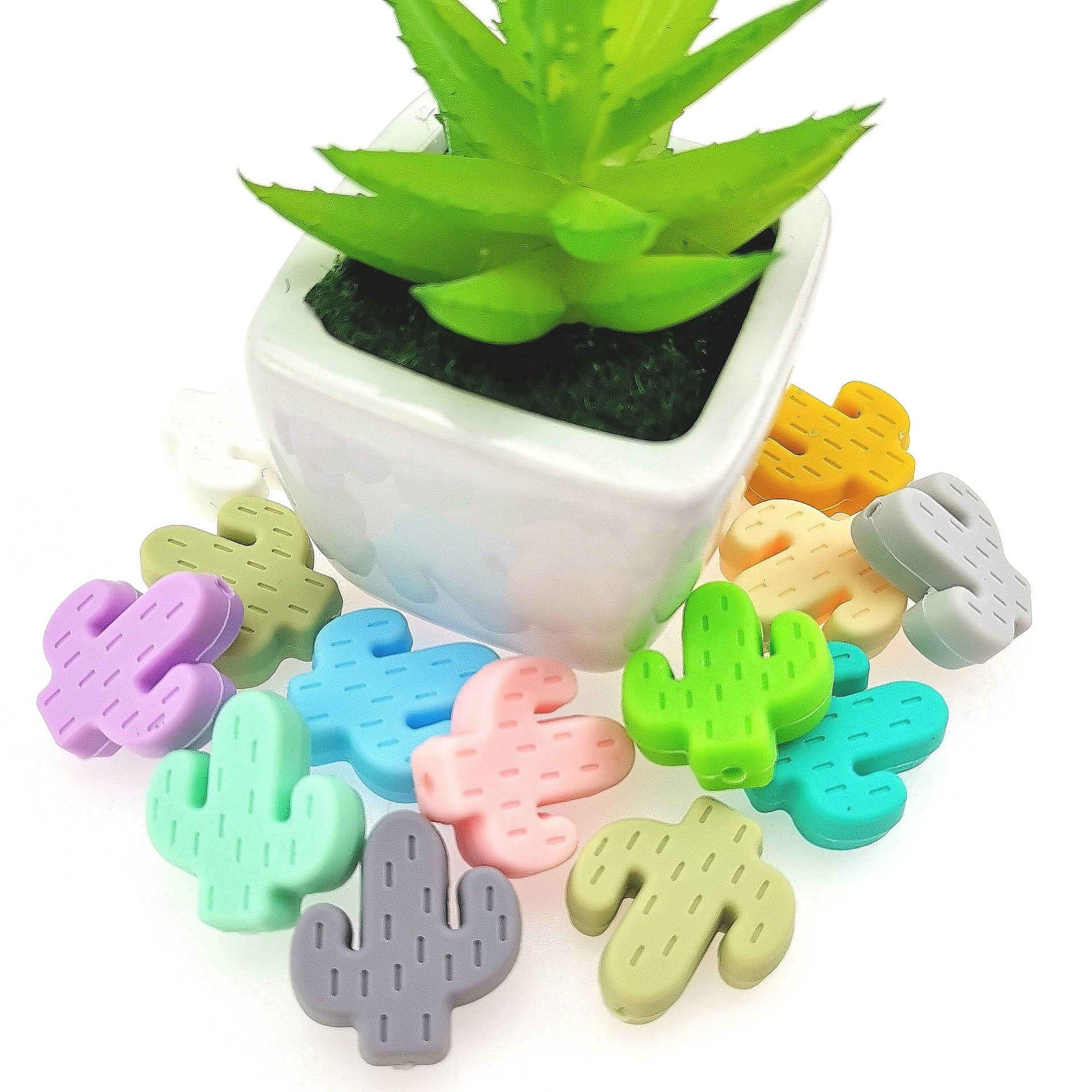 Cuentas de silicona de fruta de cactus de 20 piezas al por mayor 28/11/9 mm