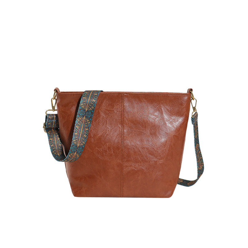 Wholesale PU Retro Wide Shoulder Strap Single Shoulder Bag Crossbody Bag