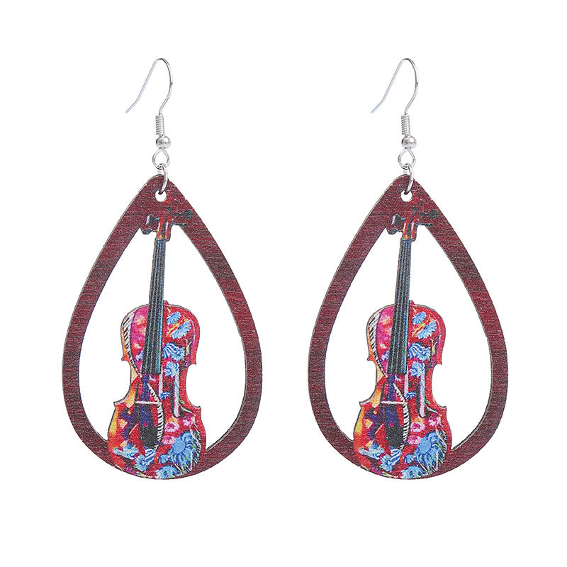 Pendientes de madera de arpa gramófono de gramófono al por mayor